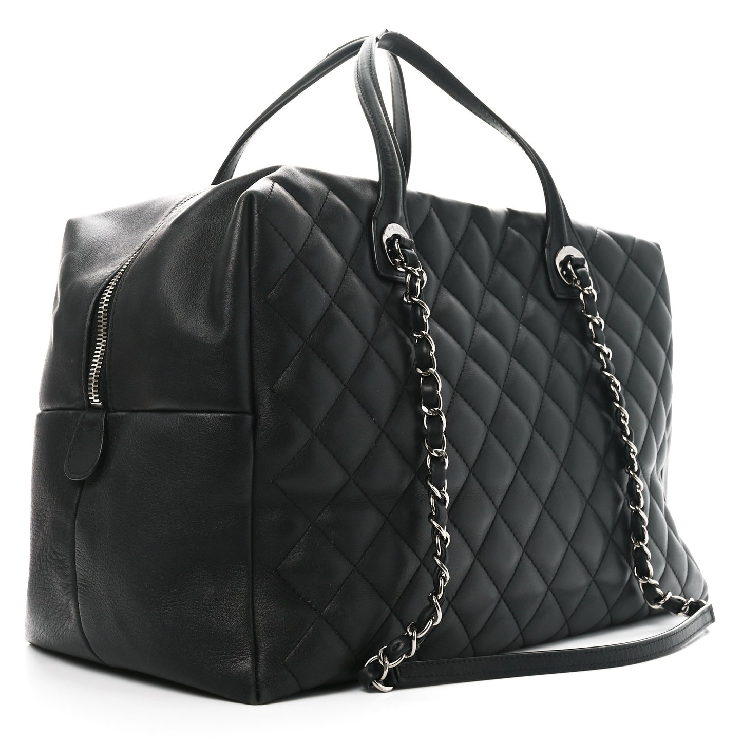 Calfskin Quilted Feather Weight Bowling Bag Black