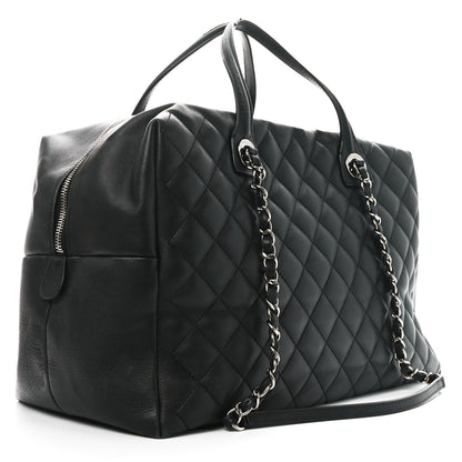 Chanel Calfskin Quilted Feather Weight Bowling Bag Black 3 of 12