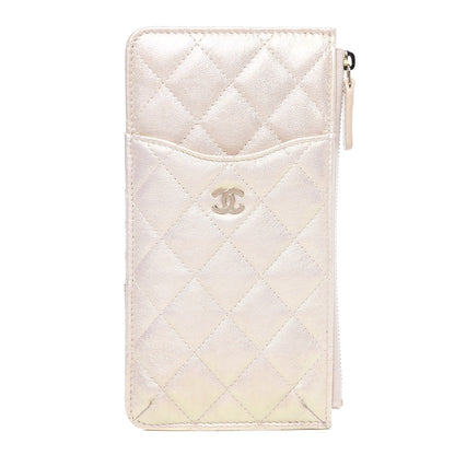 Chanel Iridescent Lambskin Quilted Classic Flat Wallet Pouch Ivory 1 of 10