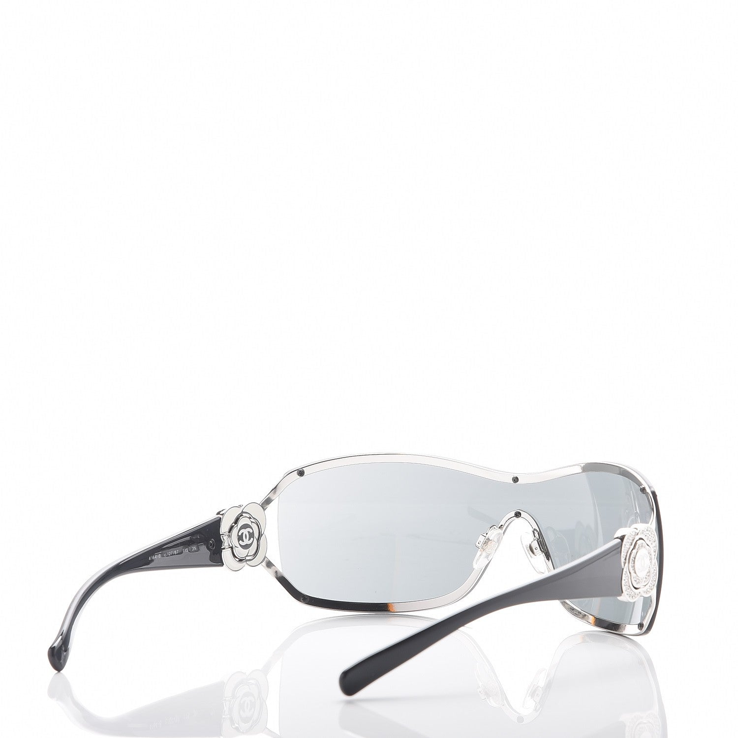 Chanel Swarovski Crystal Camellia CC Sunglasses 4164-B Black 3 of 9