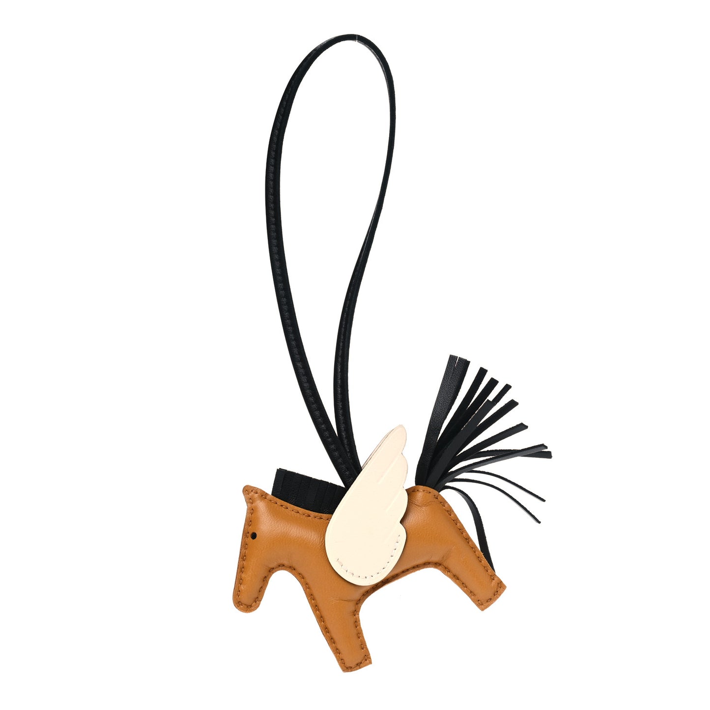 Milo Lambskin Grigri Rodeo Pegase Horse Bag Charm PM Sesame Black Nata