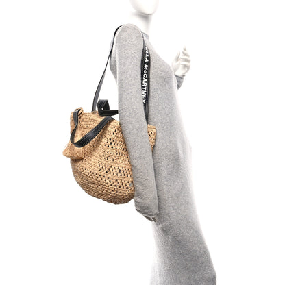 Stella McCartney Raffia Eco Alter Nappa East West Tote Natural Black 2 of 9