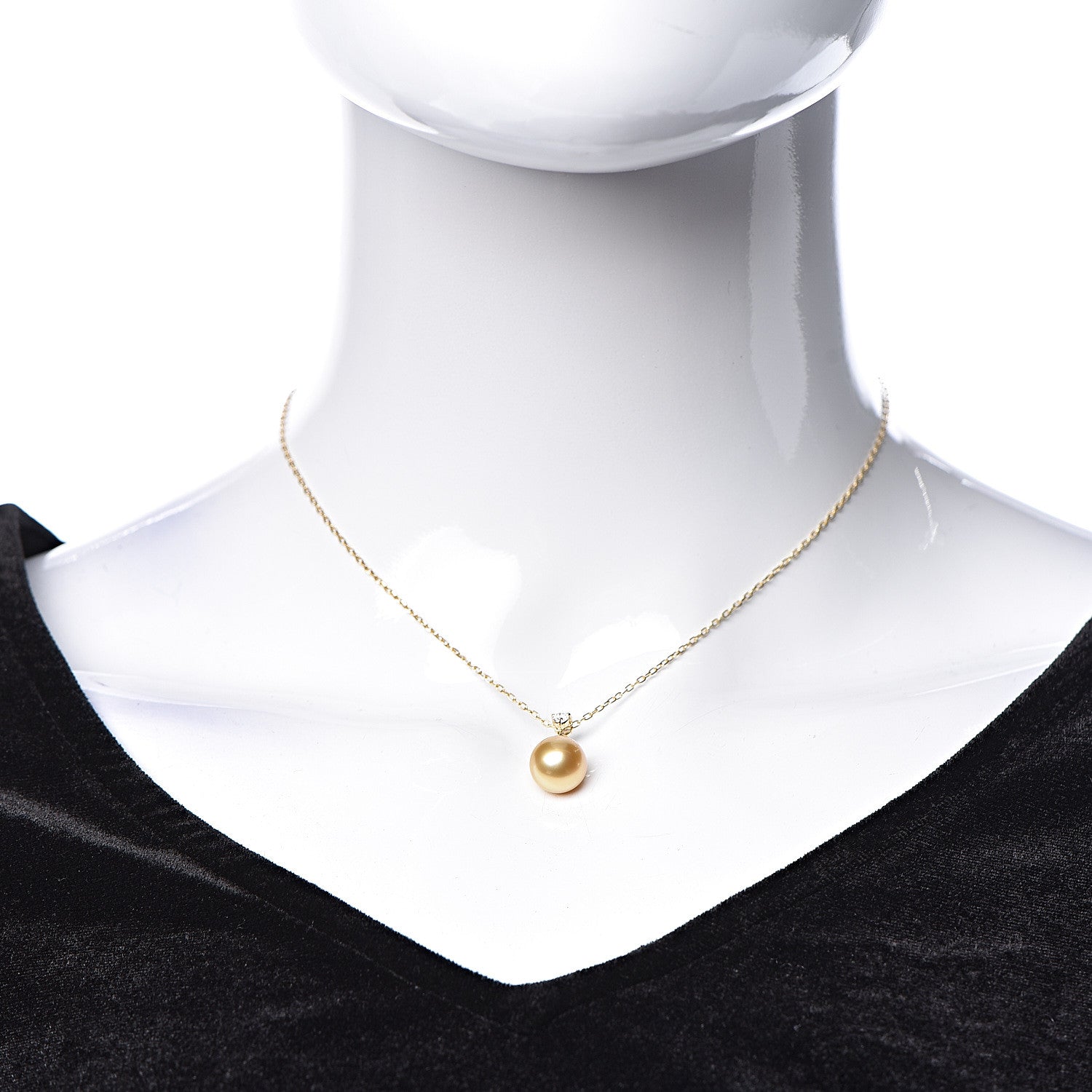 Mikimoto 18K Yellow Gold Diamond Golden South Sea Pearl 10mm Drop Pendant Necklace 2 of 6