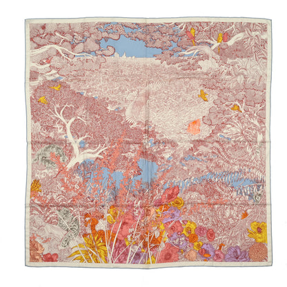 Hermes Cashmere Silk Retour a la Nature 140 Rose Bleu Ciel Jaune 1 of 5