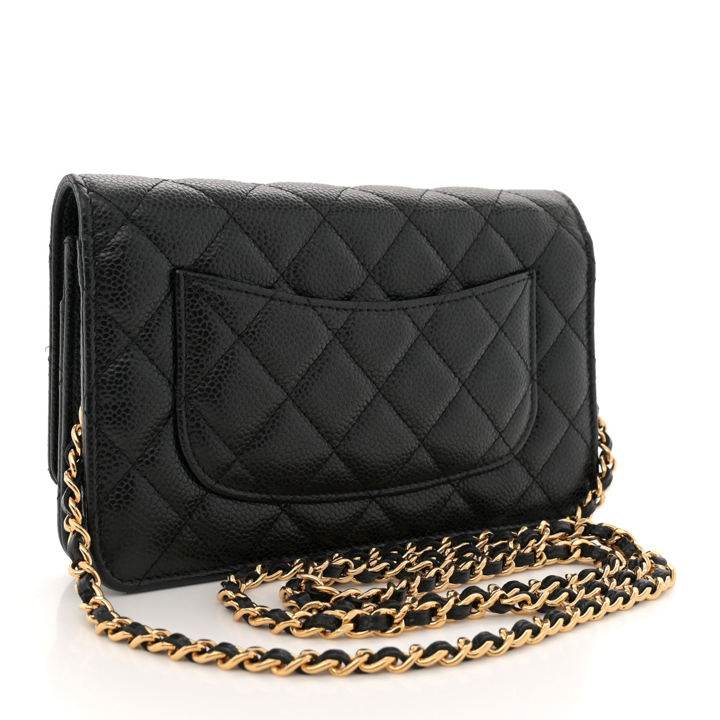 Caviar Quilted Wallet on Chain WOC Black