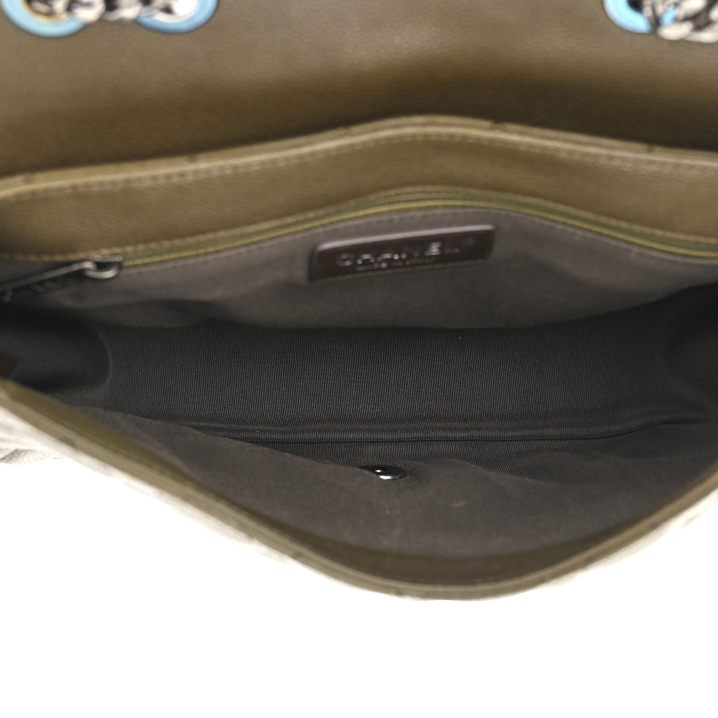 Caviar Quilted Casual Pocket Messenger Flap Khaki