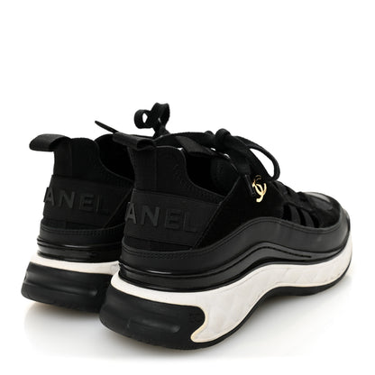 Chanel Velvet Calfskin Mixed Fibers CC Sneakers 35.5 Black 4 of 9