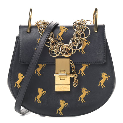 Chloe Calfskin Little Horses Embroidered Mini Drew Bijou Shoulder Bag Full Blue 1 of 13