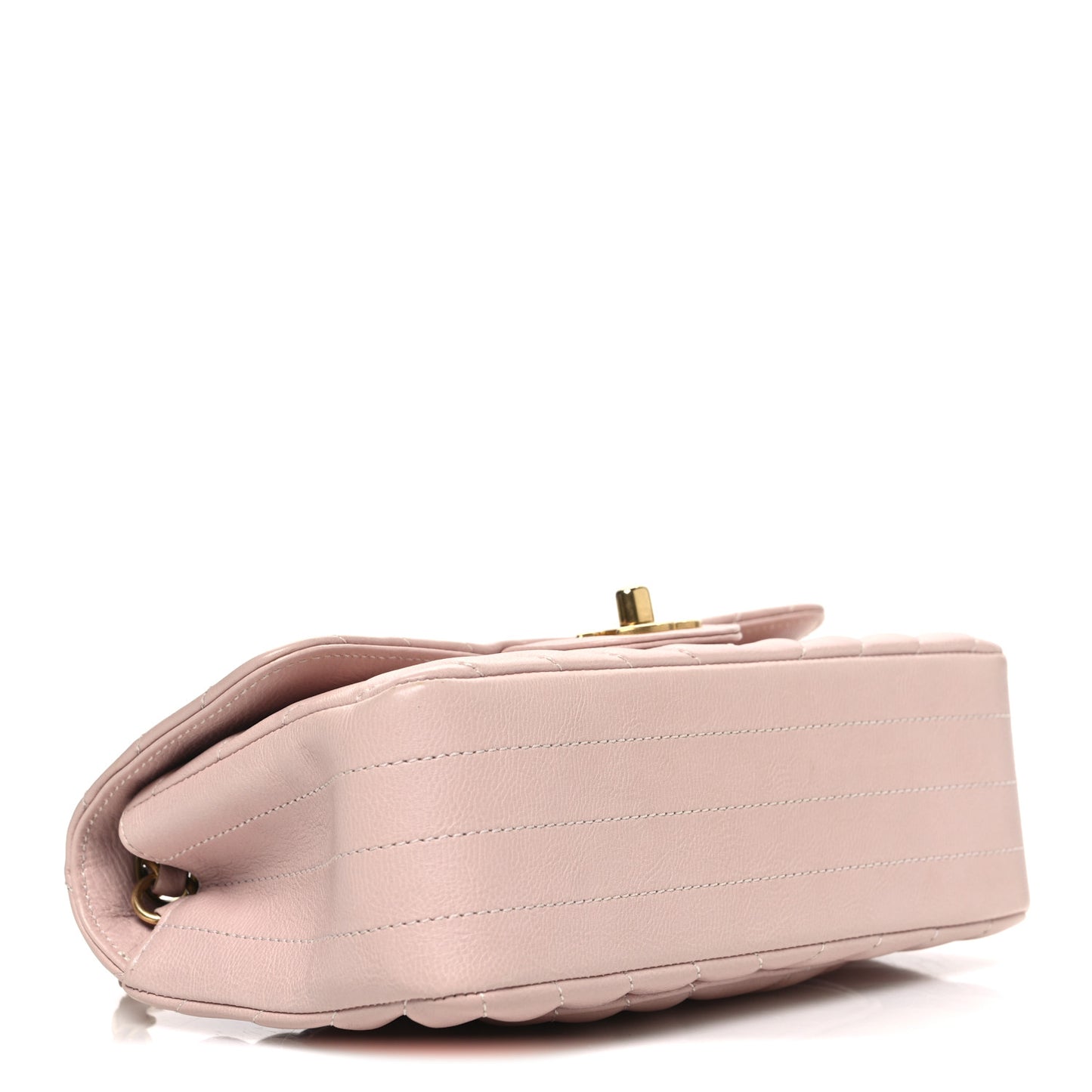 Calfskin Chevron Quilted Mini Rectangular Flap Light Pink