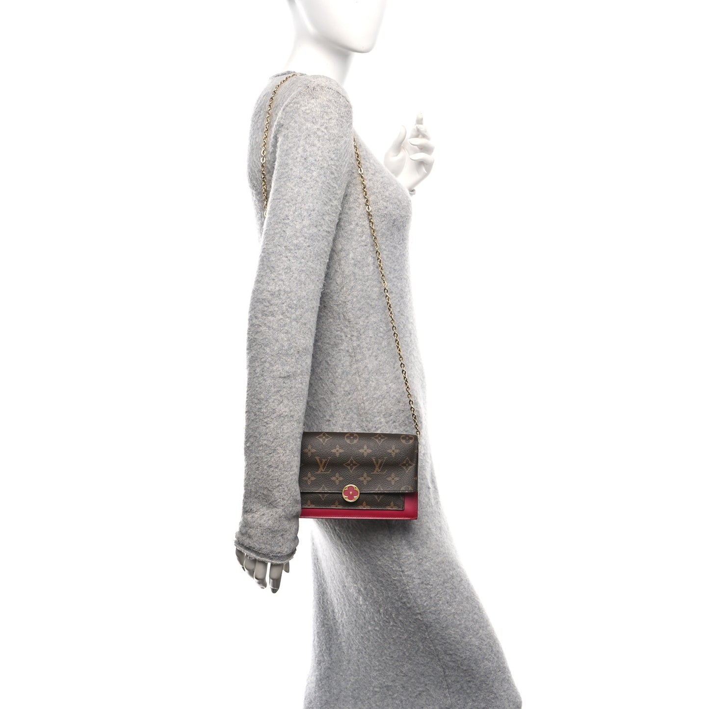Monogram Flore Chain Wallet Fuchsia