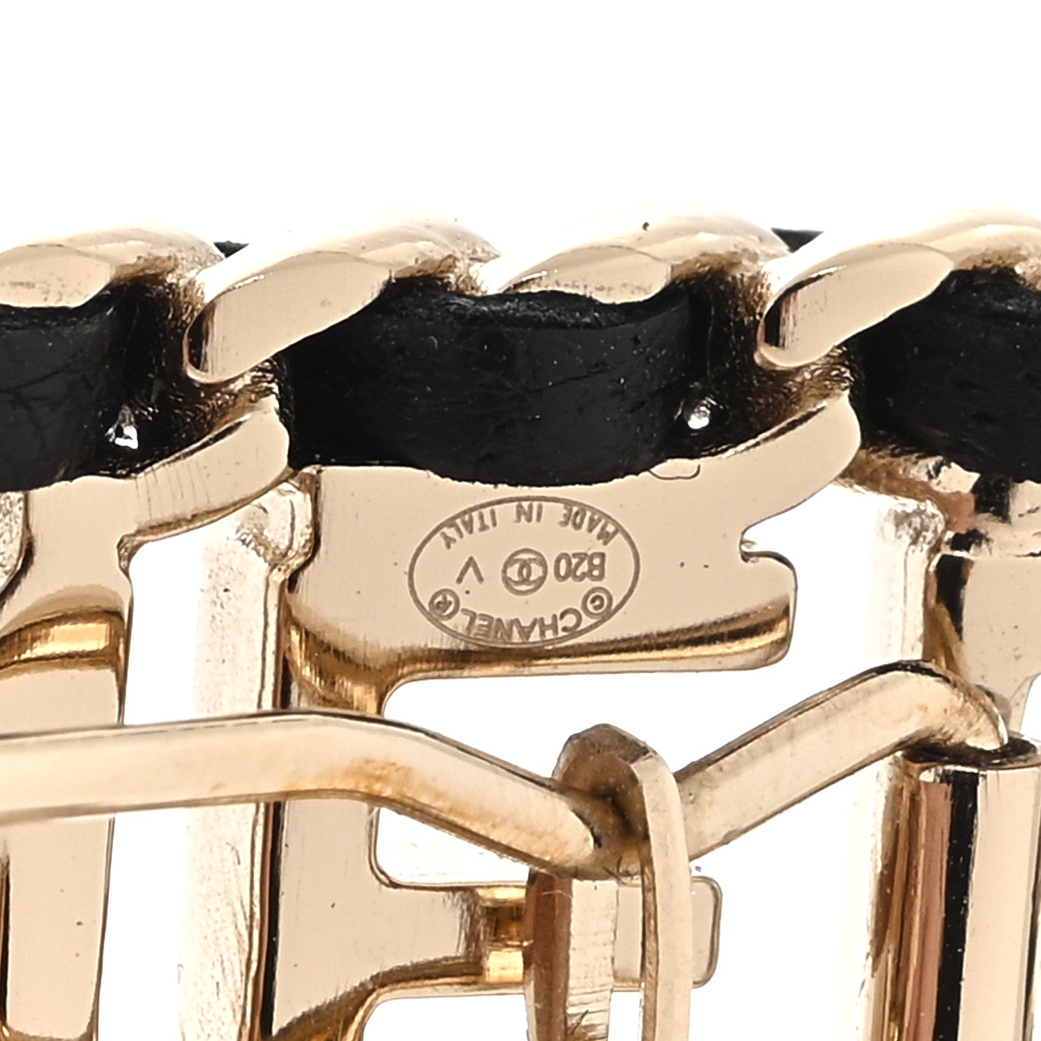 Chanel Metal Lambskin Vintage Allure Logo Hair Clip Black Gold 3 of 3