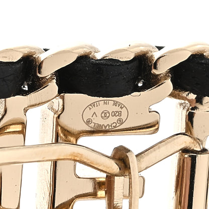 Chanel Metal Lambskin Vintage Allure Logo Hair Clip Black Gold 3 of 3