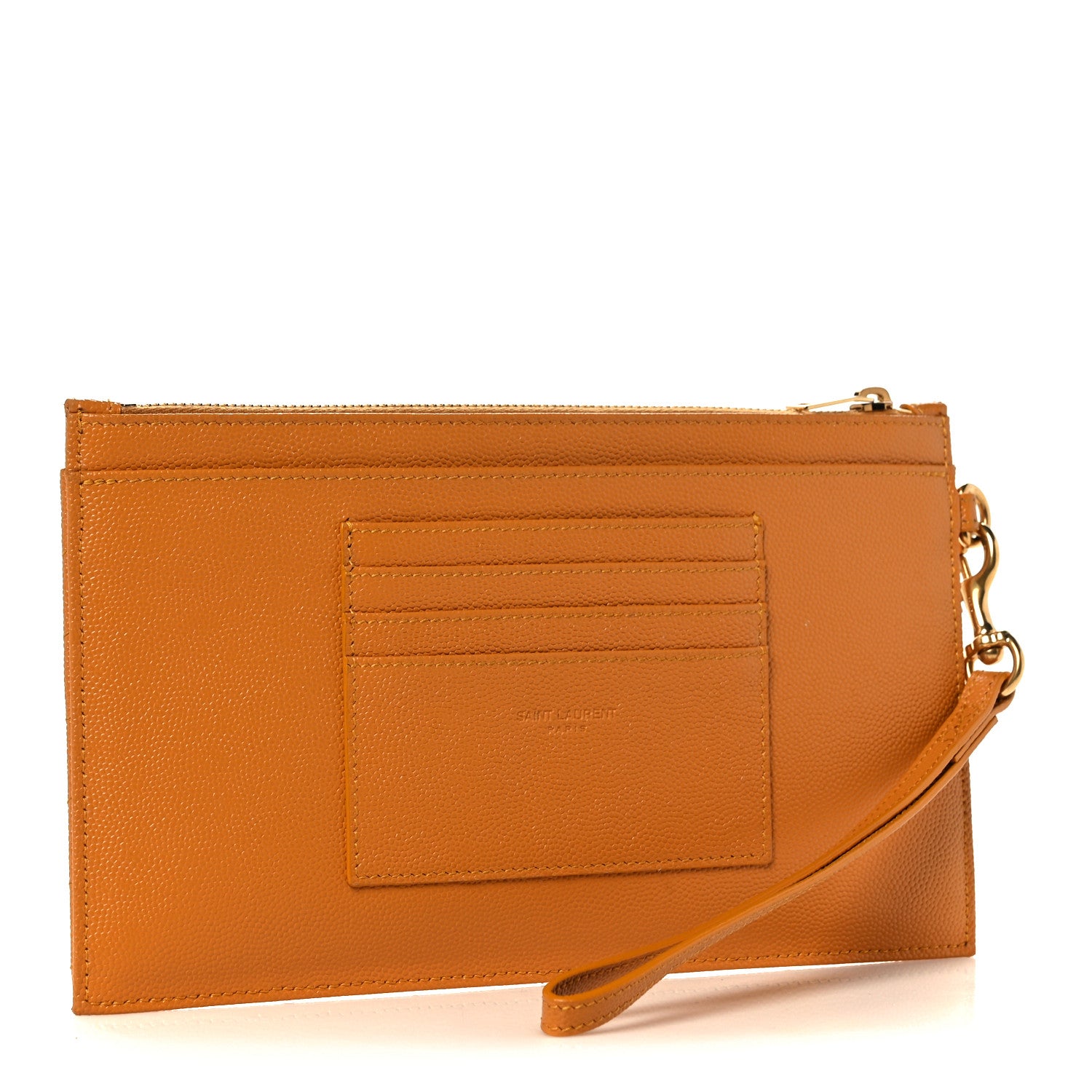 Saint Laurent Grain De Poudre Chevron Monogram Large Bill Pouch Senape Yellow 3 of 11