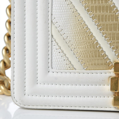 Chanel Lizard Chevron Small Boy Flap White Gold 11 of 11