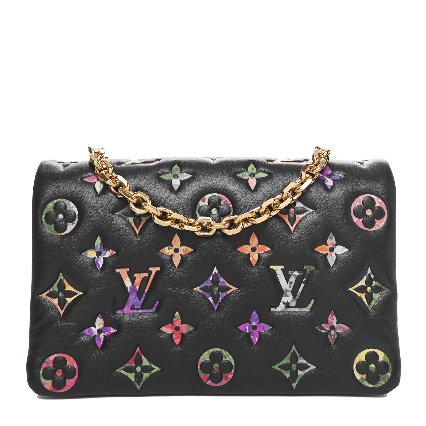Lambskin Embossed Monogram LV Garden Pochette Coussin Navy