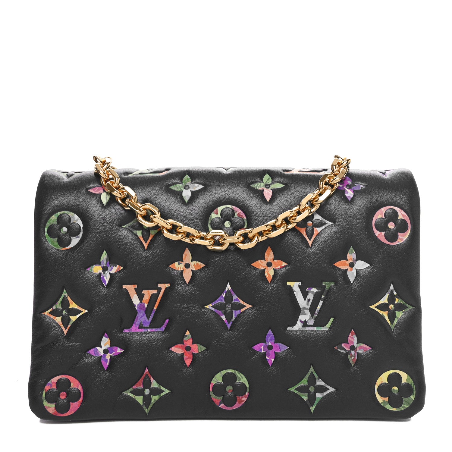 Louis Vuitton Lambskin Embossed Monogram LV Garden Pochette Coussin Navy 1 of 9