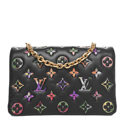 Louis Vuitton Lambskin Embossed Monogram LV Garden Pochette Coussin Navy 1 of 9