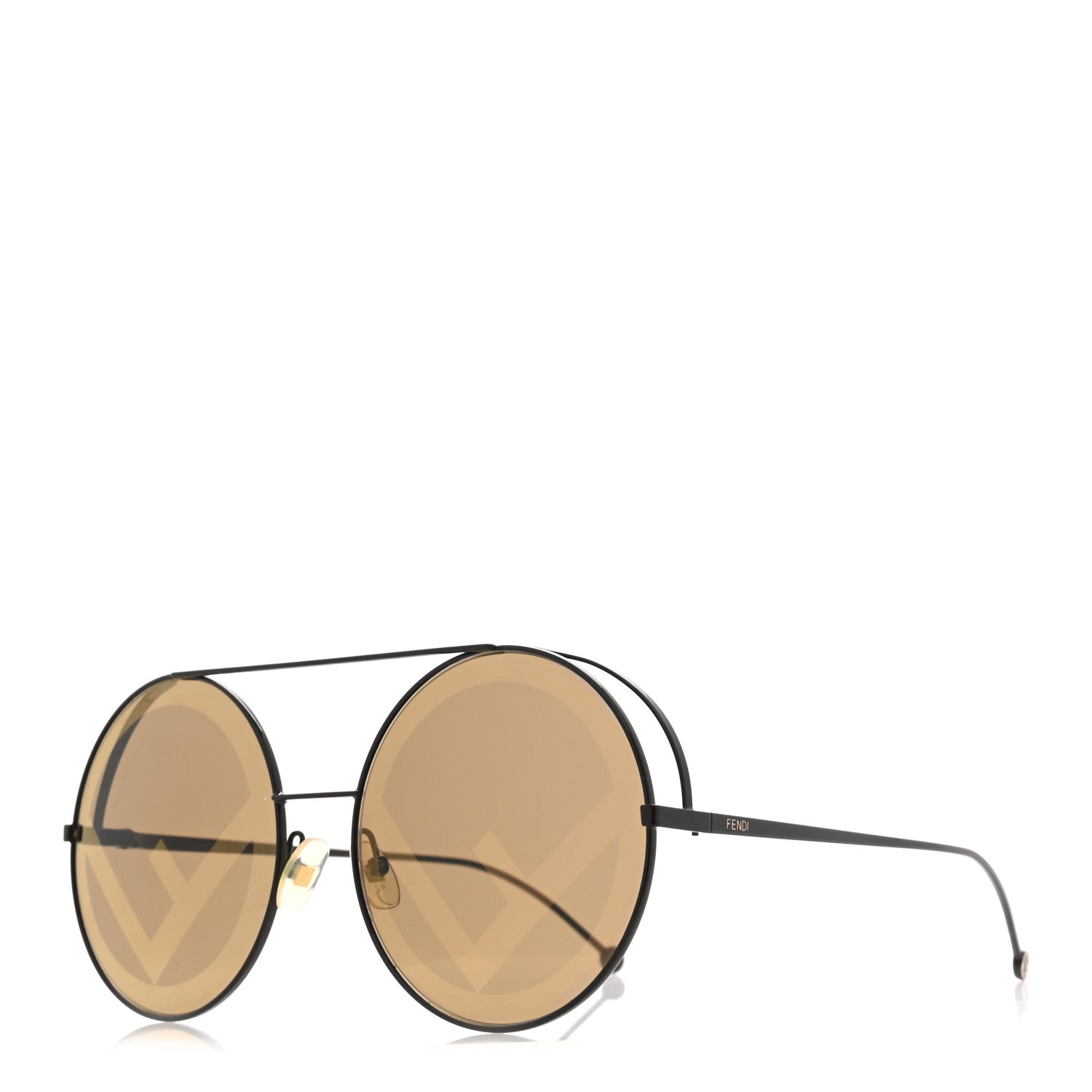 Fendi Metal F is Fendi Printed Run Away Round Frame Sunglasses FF 0285/S Brown 1 of 7
