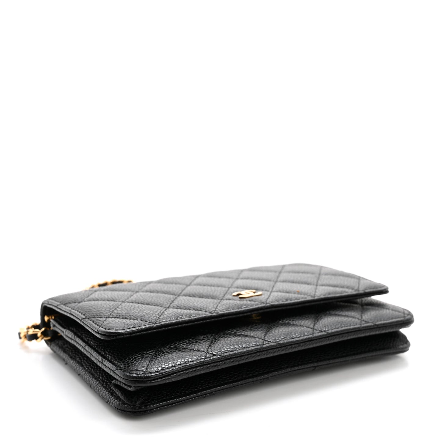 Caviar Quilted Wallet on Chain WOC Black