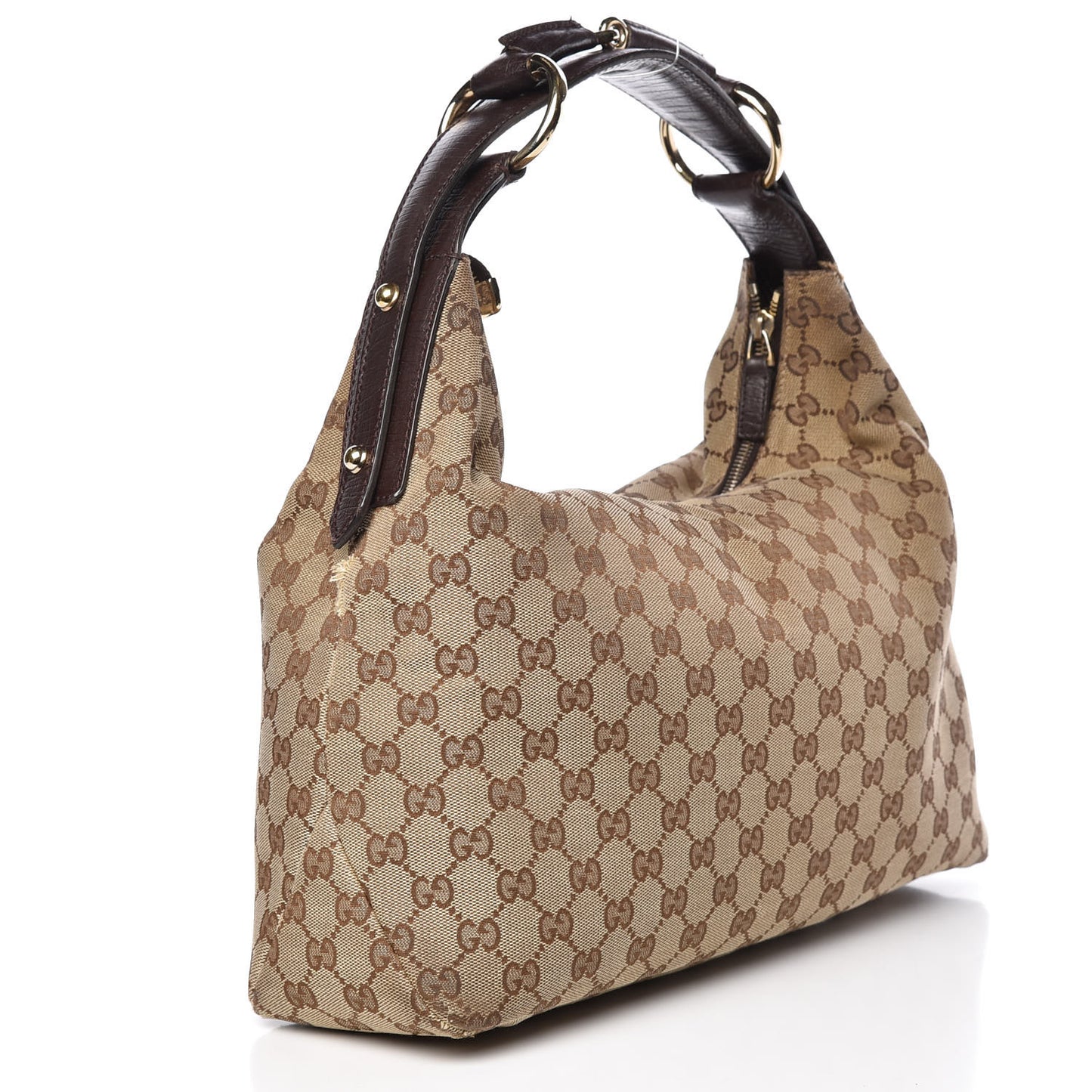 Monogram Medium Horsebit Chain Hobo Dark Brown