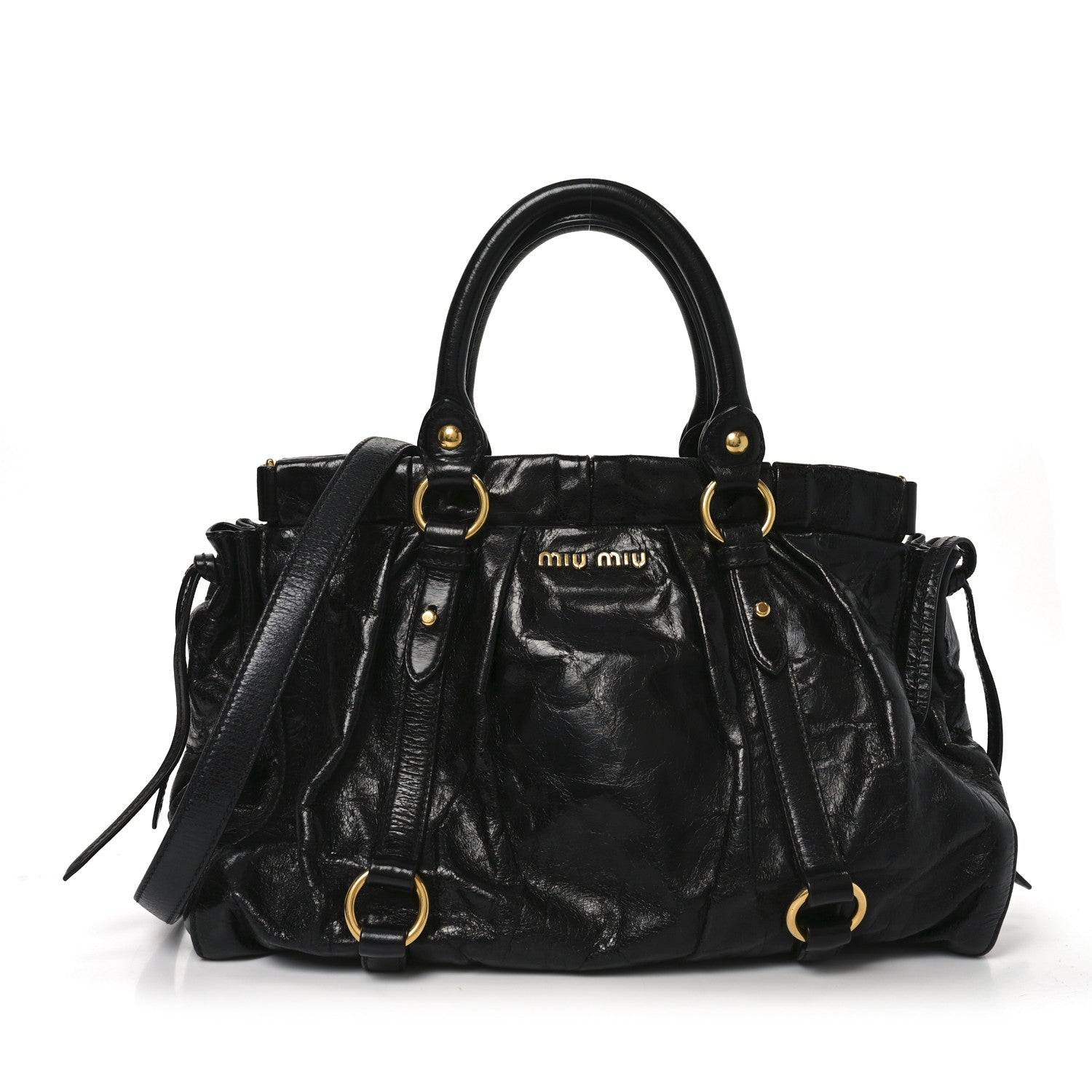 miumiu☆RN0647☆VITELLO LUX Miu Miu Espresso Vitello Lux Gathered Tote | eBay