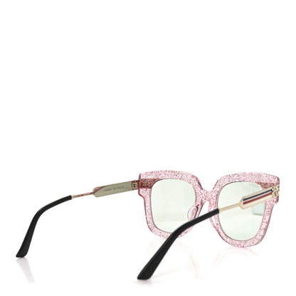 Gucci Acetate Square Frame Web Glitter GG0281SA Sunglasses Pink 4 of 7