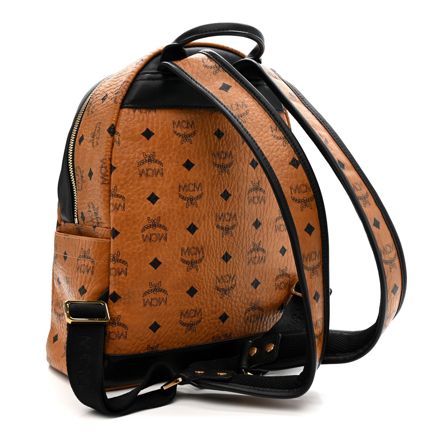 MCM Visetos Small Stark Backpack Cognac Black 3 of 9
