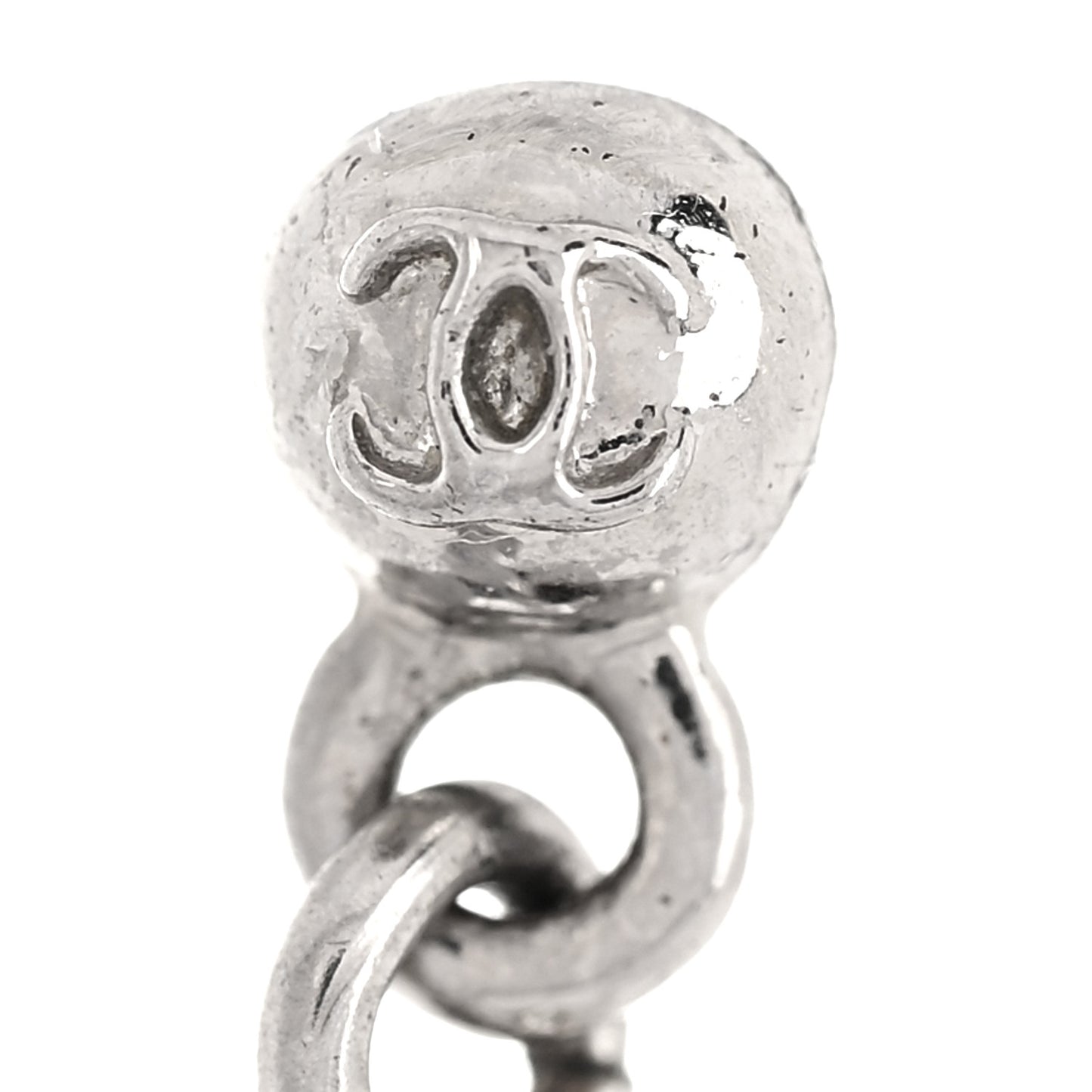 Baguette Crystal CC Drop Earrings Silver