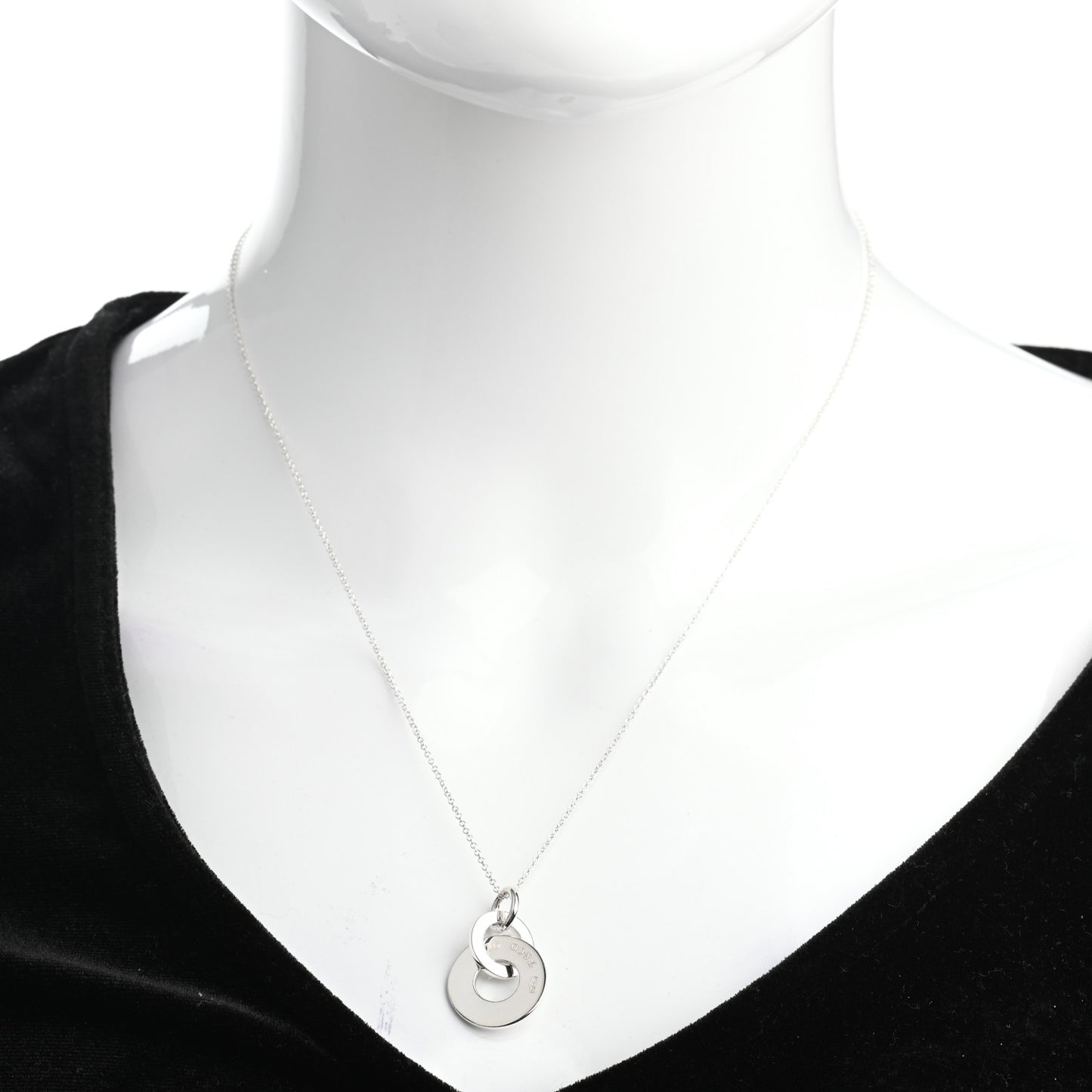 Sterling Silver 1837 Double Interlocking Drop Pendant Necklace