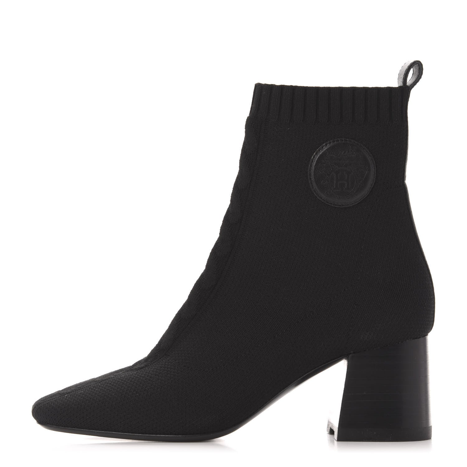 Hermes Knit Calfskin Volver Ankle Boots 36.5.5 Black 1 of 7