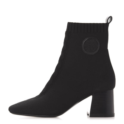 Hermes Knit Calfskin Volver Ankle Boots 36.5.5 Black 1 of 7
