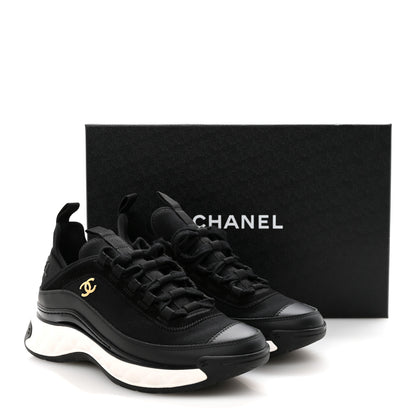 Chanel Velvet Calfskin Mixed Fibers CC Sneakers 36.5 Black 10 of 10