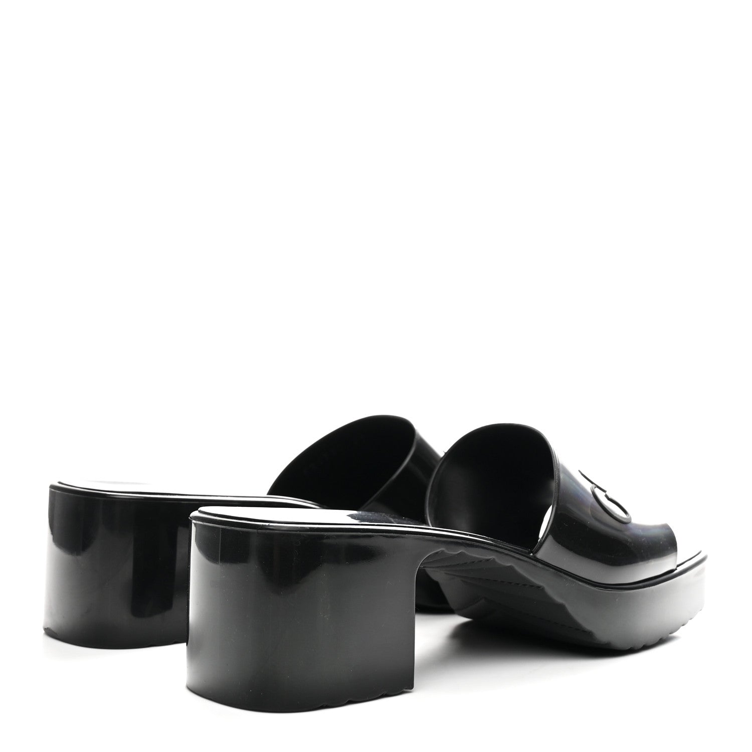 Gucci Rubber Gucci Logo Womens Platform 20/60mm Slide Sandals 37 Black 5 of 10