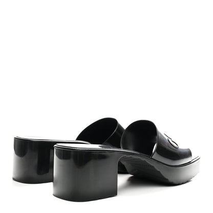 Gucci Rubber Gucci Logo Womens Platform 20/60mm Slide Sandals 37 Black 5 of 10
