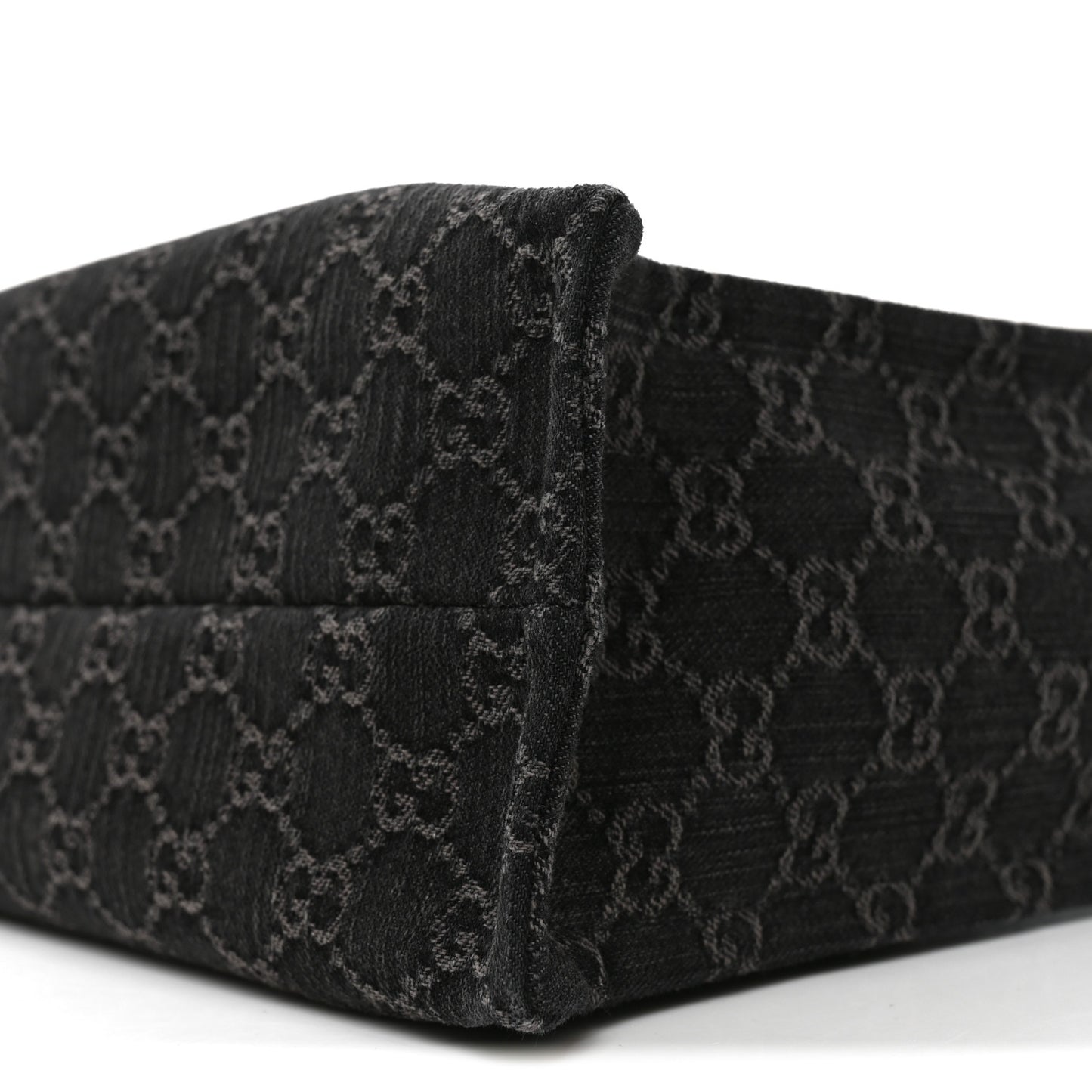 Denim Ophidia GG Monogram Tote Medium Black Grey