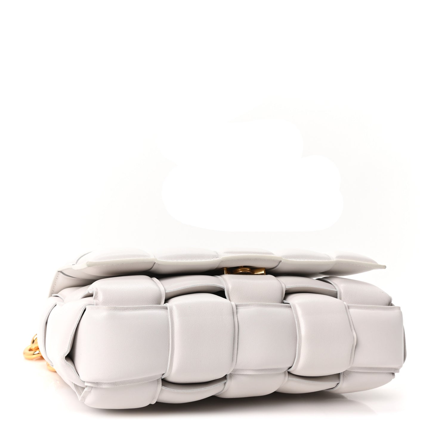 Lambskin Maxi Intreccio Padded Chain Cassette Crossbody Bag White