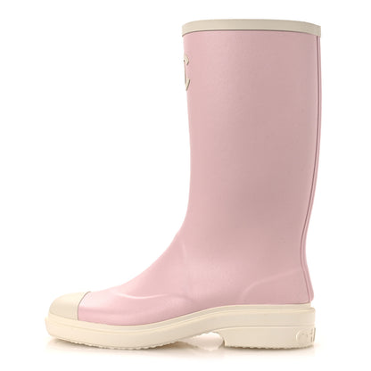 Chanel Caoutchouk CC High Boots 39 Light Pink White 1 of 11
