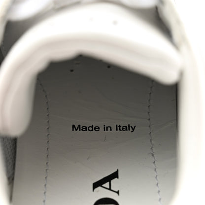 Prada Vitello Sport Spazzolato Rois Triangle Womens Downtown Low Top 30mm Sneakers 39 White Black 8 of 9
