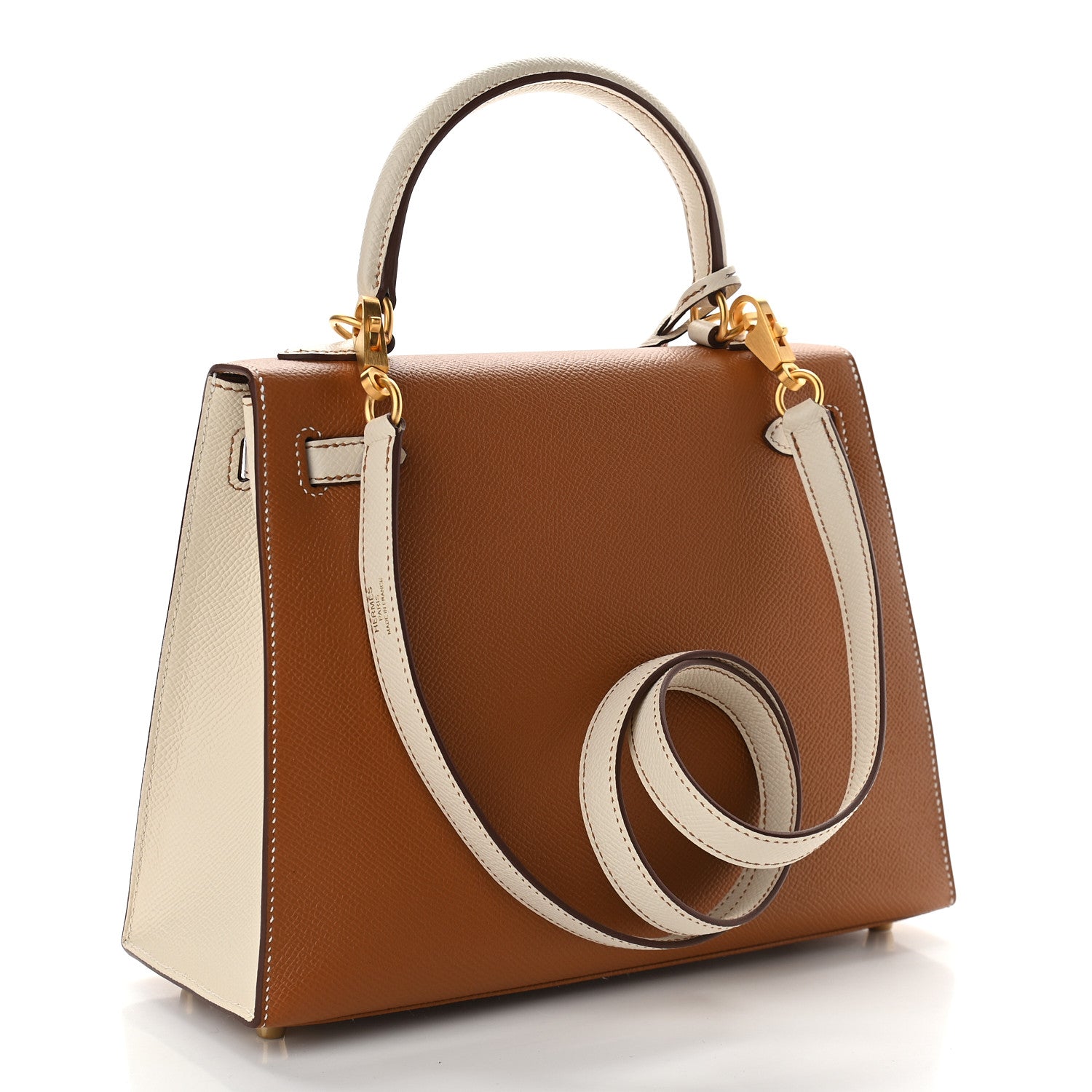 Hermes Epsom Horseshoe Kelly Sellier 25 Gold Craie 3 of 12