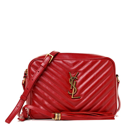 Saint Laurent Calfskin Matelasse Monogram Lou Camera Bag Red 1 of 13