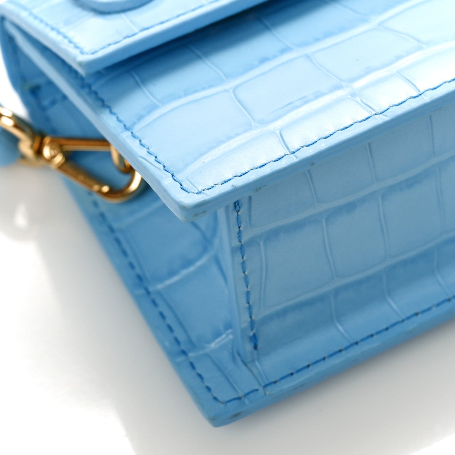 Jacquemus Calfskin Crocodile Embossed Le Chiquito Long Pale Blue 7 of 8