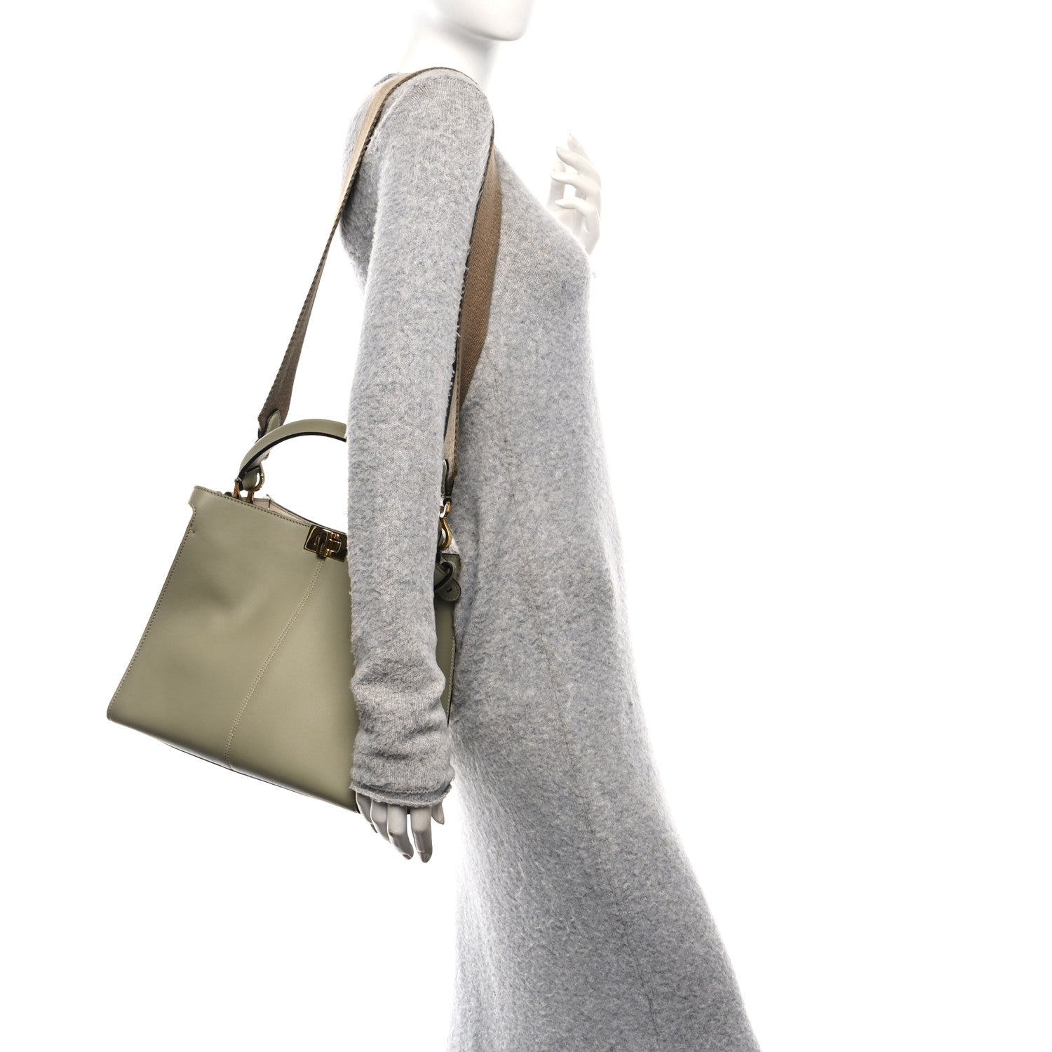 Fendi Vitello Seta Vitello Century Medium Peekaboo X-Lite Mandorlo Blueberry 2 of 13