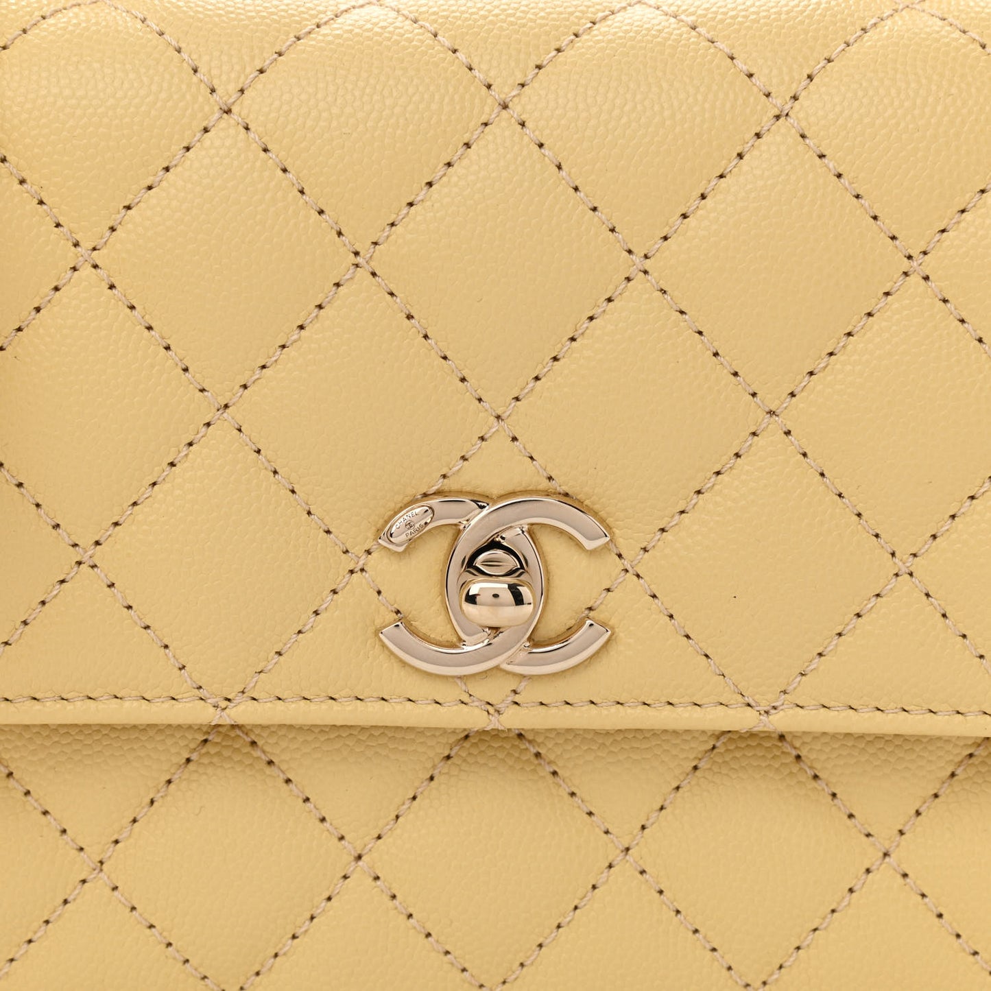 Caviar Quilted Mini Coco Handle Flap Yellow