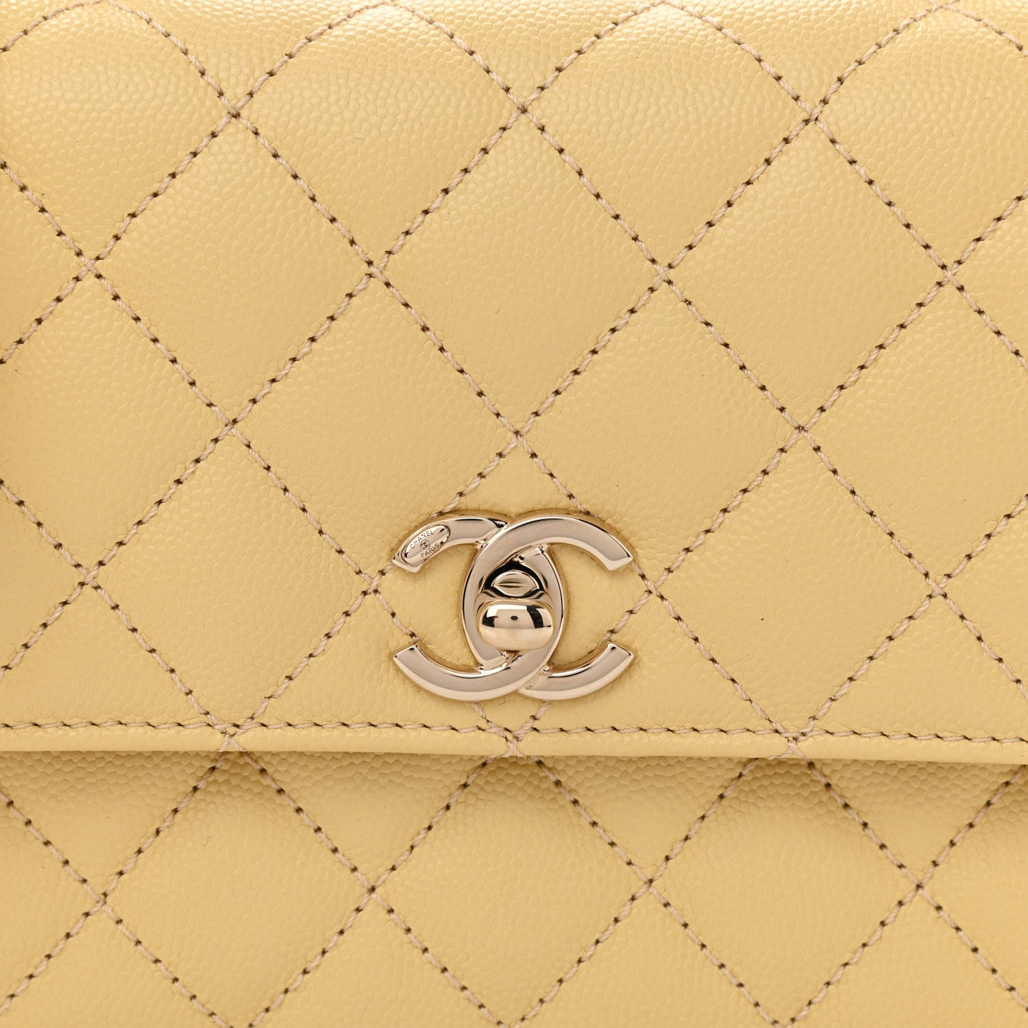Chanel Caviar Quilted Mini Coco Handle Flap Yellow 7 of 10