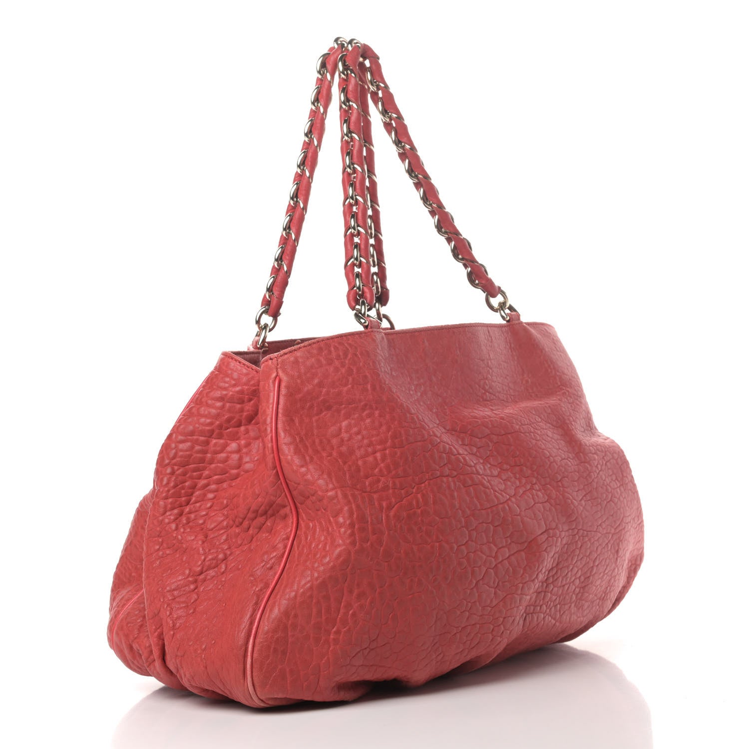 Fendi Crinkled Lambskin Mia Tote Red 2 of 6