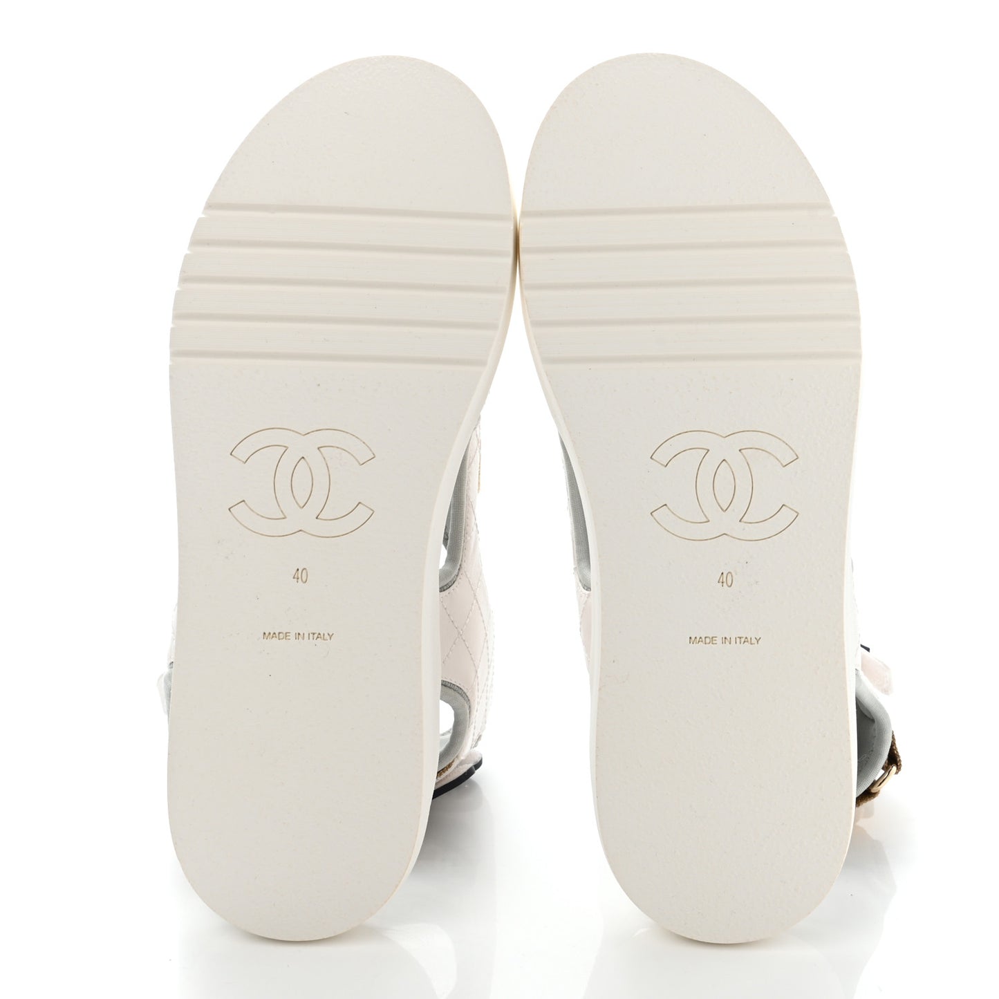 Goatskin Fabric Gladiator Sandals 40 White Light Grey Navy Blue