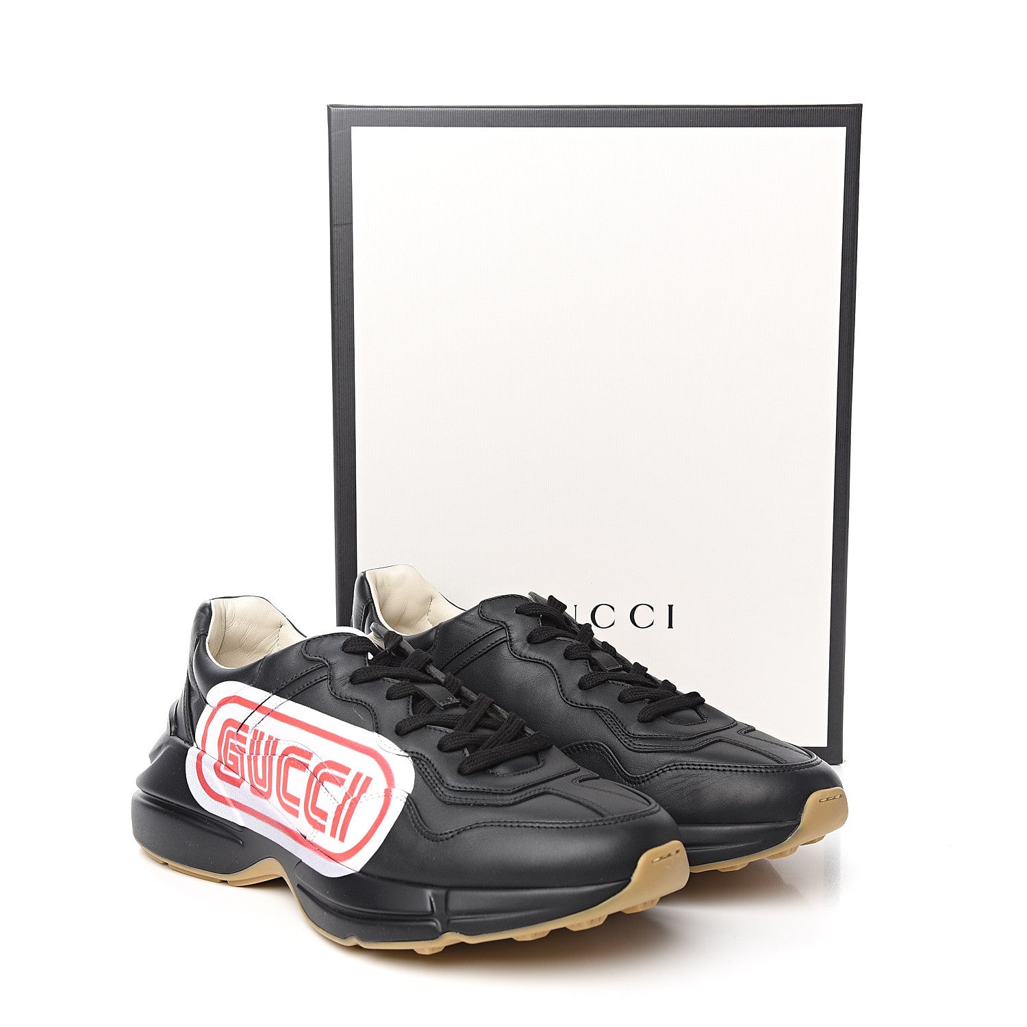 Gucci X SEGA Calfskin Logo Mens Rhyton Sneakers 9 Black 9 of 9