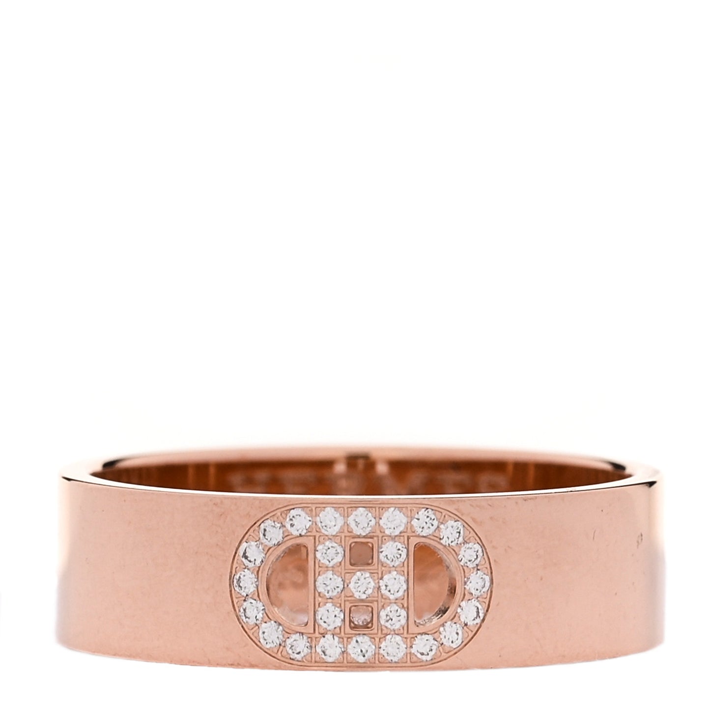 18K Rose Gold Diamond PM H D'Ancre Ring 54 7