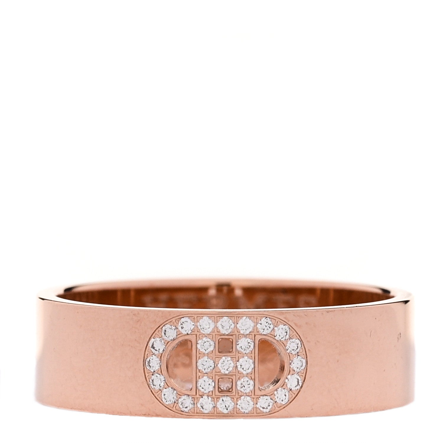 Hermes 18K Rose Gold Diamond PM H D'Ancre Ring 54 7 1 of 5