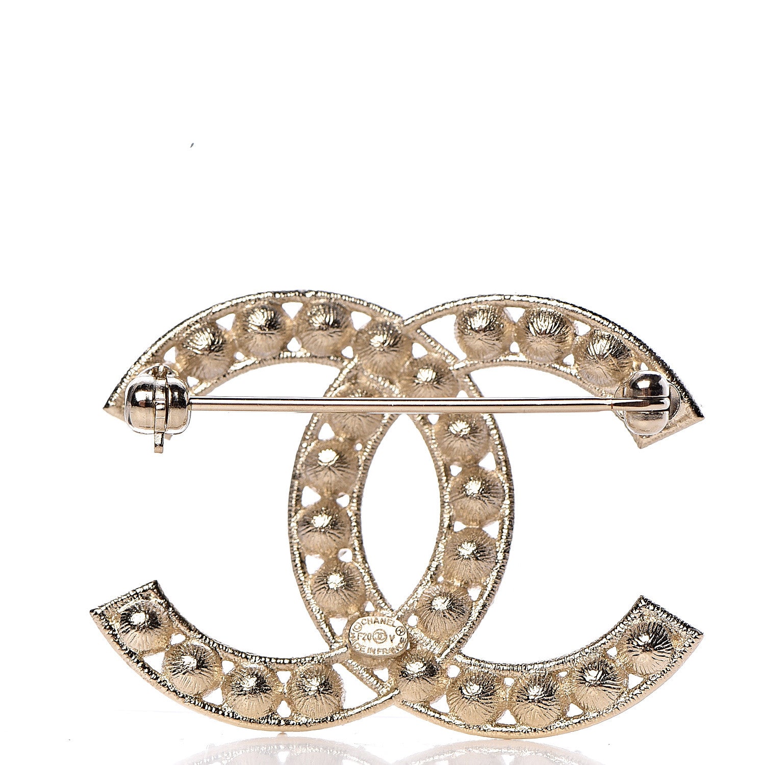 Chanel Crystal CC Brooch Light Gold 3 of 5